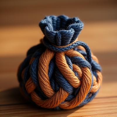 한국 전통 매듭 기법으로 만든 천연 염색 주머니