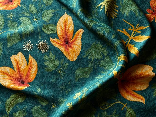 화려한 열대우림 식물 패턴이 수놓인 섬세한 수공예 태피스트리